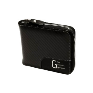 My Secret Garden Men Zipper Wallet PU Leather Carbon Fiber Short Wallets 